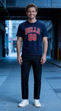 Bulls 50 Navy Short-Sleeve Men's Shirt